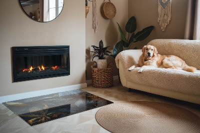 Rectangular glass hearth Stylish leaves in the structure