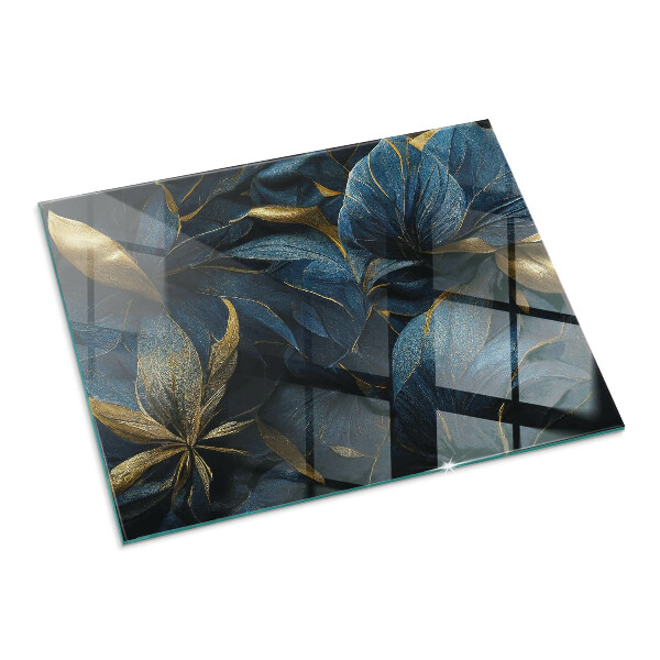 Rectangular glass hearth Stylish leaves in the structure