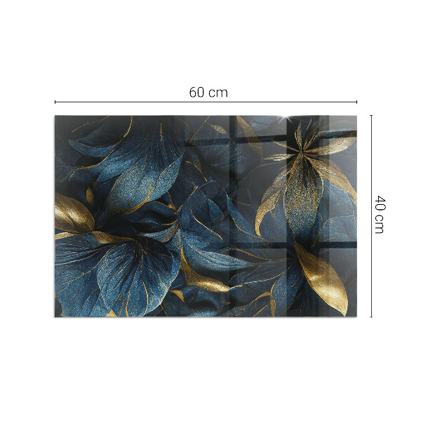 Rectangular glass hearth Stylish leaves in the structure