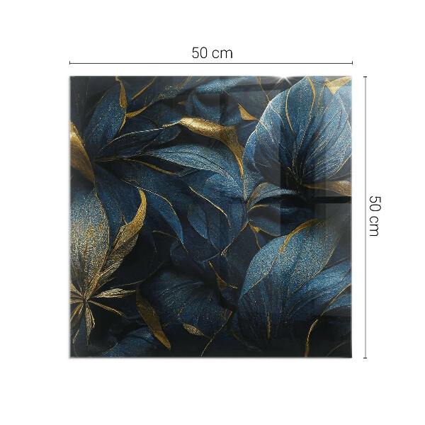 Rectangular glass hearth Stylish leaves in the structure