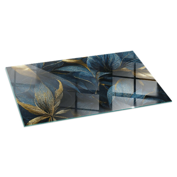 Rectangular glass hearth Stylish leaves in the structure