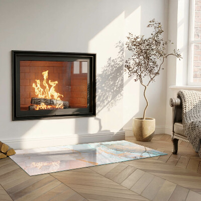 Rectangular tempered glass hearth Fluid abstract motif