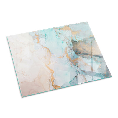 Rectangular tempered glass hearth Fluid abstract motif