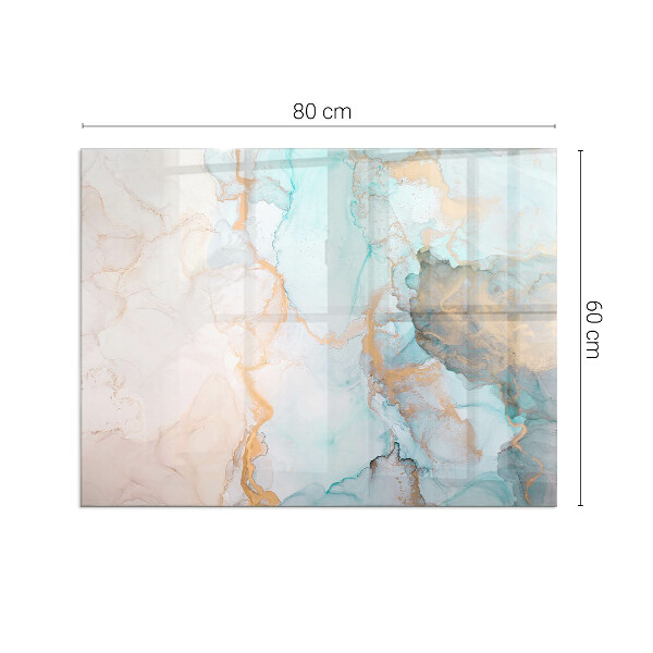 Rectangular tempered glass hearth Fluid abstract motif