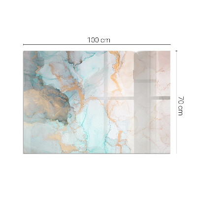 Rectangular tempered glass hearth Fluid abstract motif