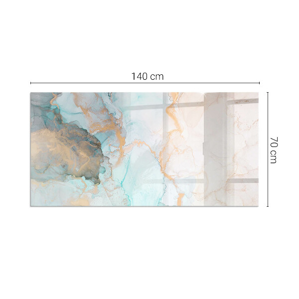 Rectangular tempered glass hearth Fluid abstract motif