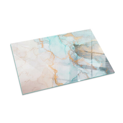 Rectangular tempered glass hearth Fluid abstract motif