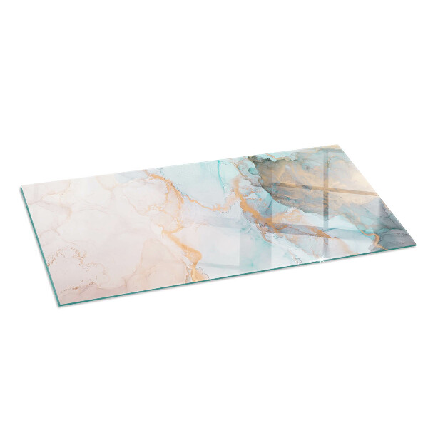 Rectangular tempered glass hearth Fluid abstract motif