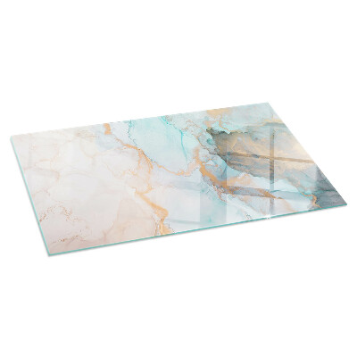 Rectangular tempered glass hearth Fluid abstract motif