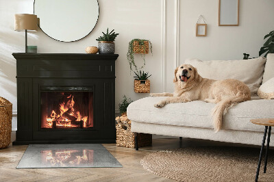 Rectangular glass hearth Raw concrete in a minimalist style