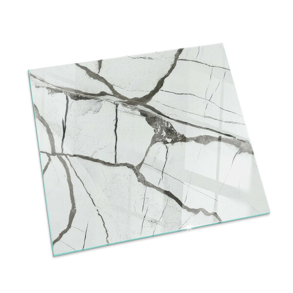 Rectangular glass hearth for wood stove Marble veins in an elegant style