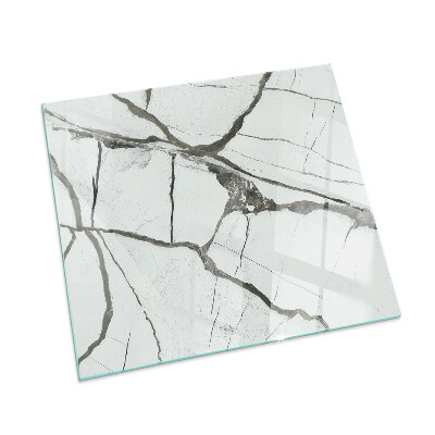 Rectangular glass hearth for wood stove Marble veins in an elegant style
