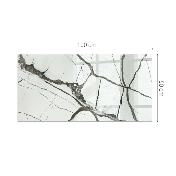 Rectangular glass hearth for wood stove Marble veins in an elegant style