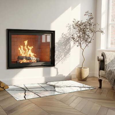 Rectangular glass hearth for wood stove Marble veins in an elegant style