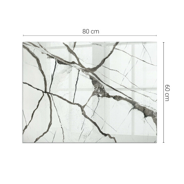 Rectangular glass hearth for wood stove Marble veins in an elegant style