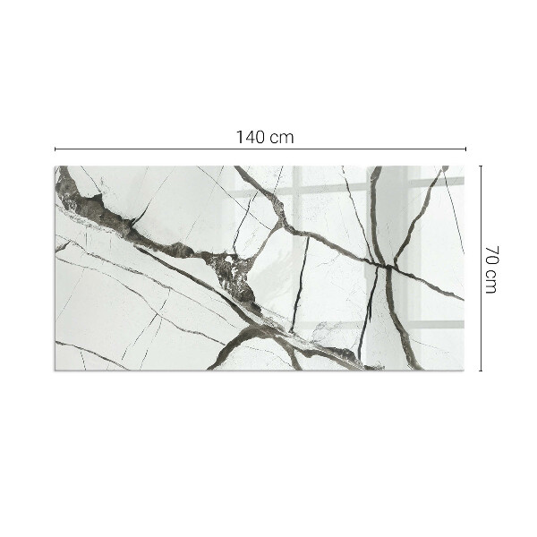 Rectangular glass hearth for wood stove Marble veins in an elegant style