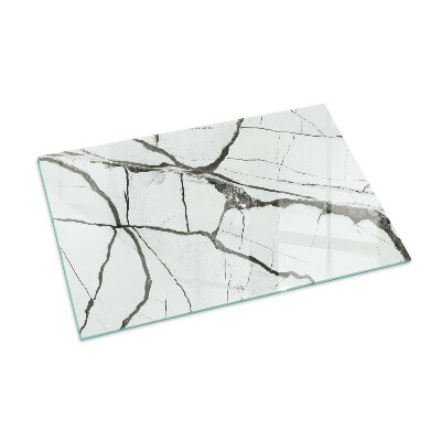Rectangular glass hearth for wood stove Marble veins in an elegant style