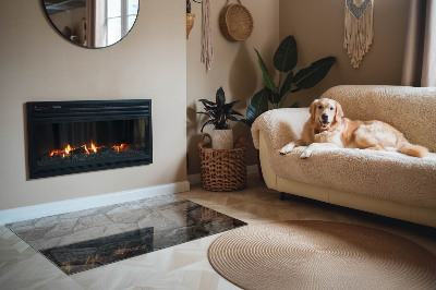 Rectangular glass hearth Stone style in a natural version