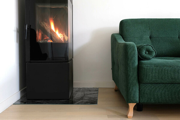 Rectangular glass hearth Stone style in a natural version