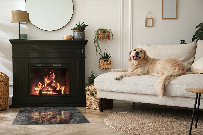 Rectangular glass hearth Stone style in a natural version