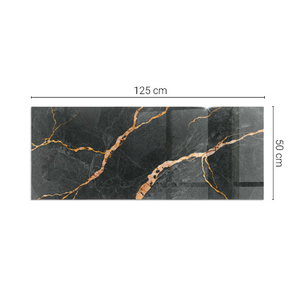 Rectangular tempered glass hearth Marble style with delicate veining