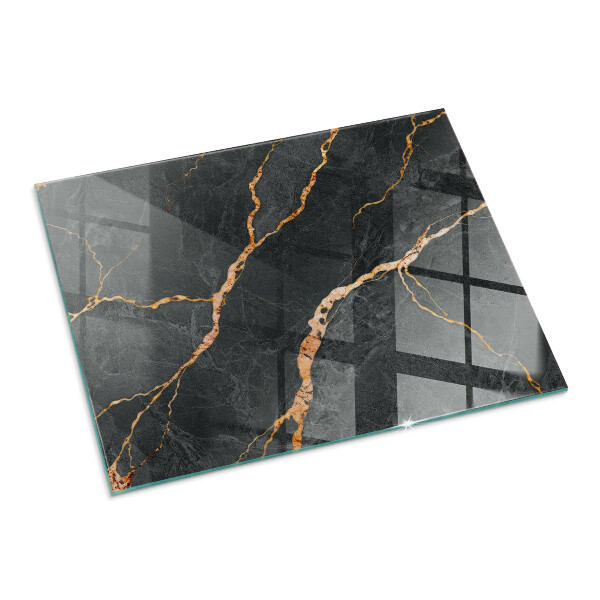 Rectangular tempered glass hearth Marble style with delicate veining