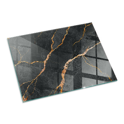 Rectangular tempered glass hearth Marble style with delicate veining