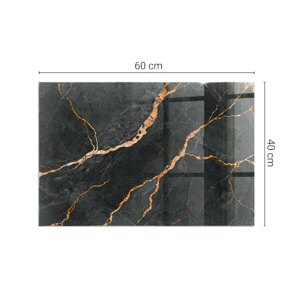 Rectangular tempered glass hearth Marble style with delicate veining