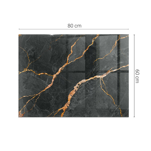 Rectangular tempered glass hearth Marble style with delicate veining