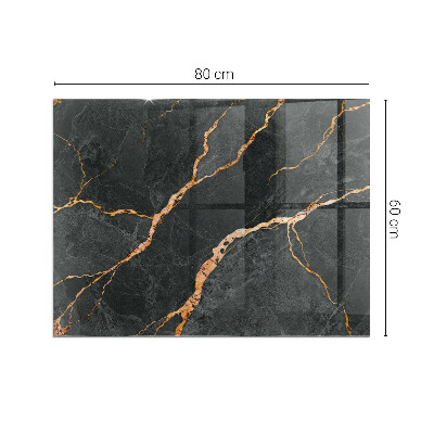 Rectangular tempered glass hearth Marble style with delicate veining