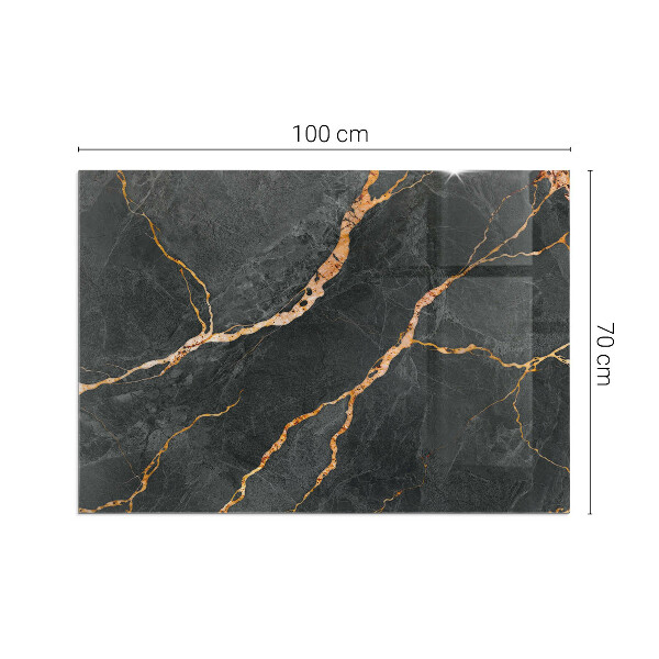 Rectangular tempered glass hearth Marble style with delicate veining