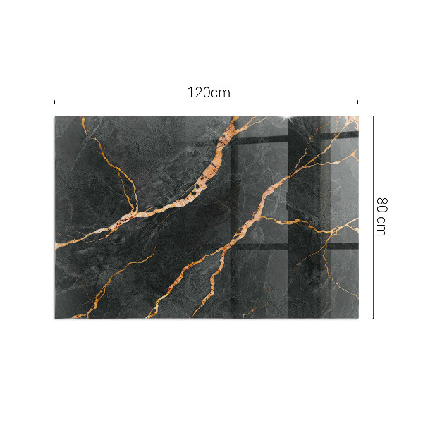 Rectangular tempered glass hearth Marble style with delicate veining