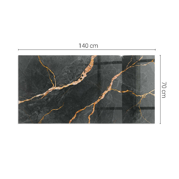 Rectangular tempered glass hearth Marble style with delicate veining