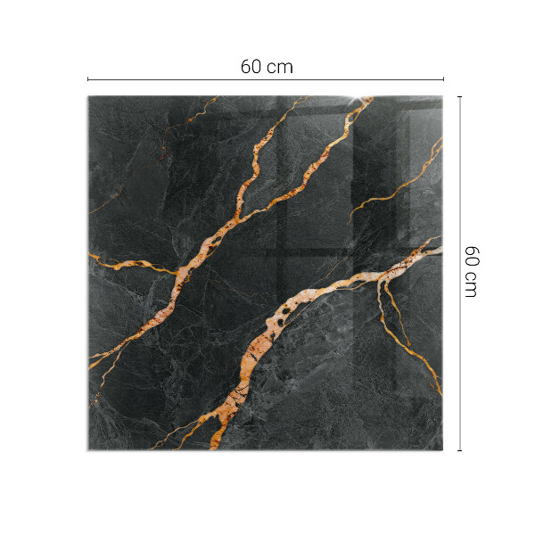 Rectangular tempered glass hearth Marble style with delicate veining