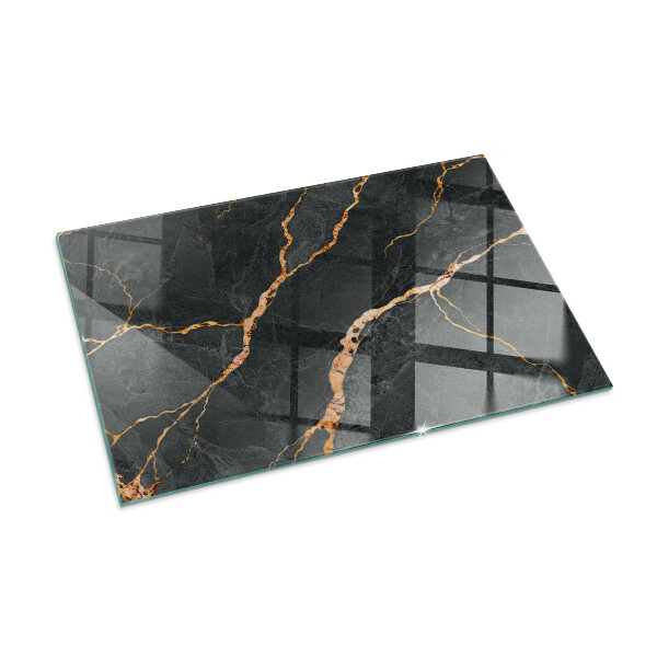 Rectangular tempered glass hearth Marble style with delicate veining