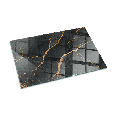 Rectangular tempered glass hearth Marble style with delicate veining