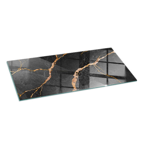 Rectangular tempered glass hearth Marble style with delicate veining