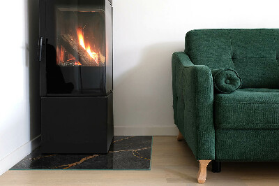 Rectangular tempered glass hearth Marble style with delicate veining