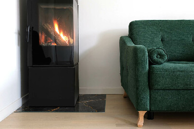 Rectangular tempered glass hearth Marble style with delicate veining