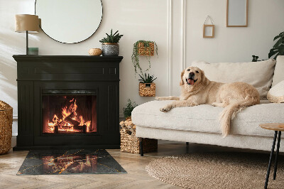 Rectangular tempered glass hearth Marble style with delicate veining