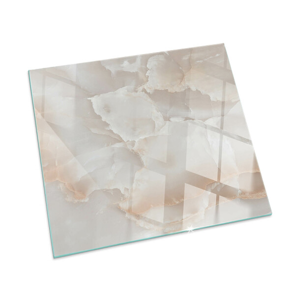 Rectangular glass hearth for wood stove Stone organic motif
