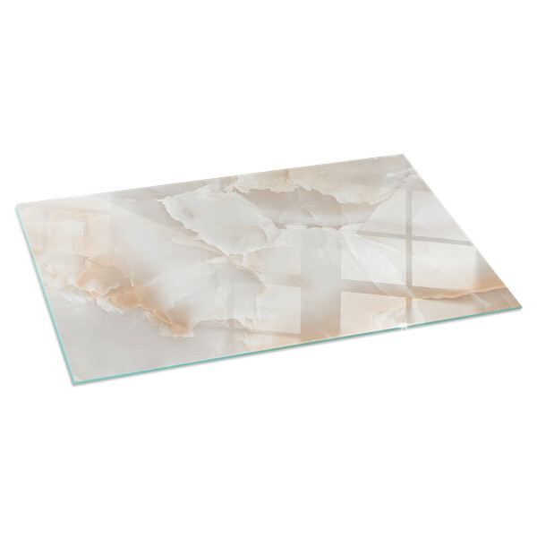 Rectangular glass hearth for wood stove Stone organic motif