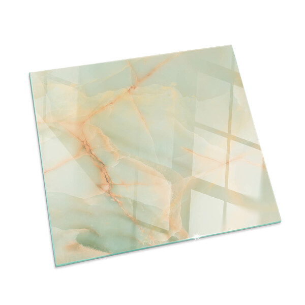 Rectangular glass hearth Abstract marble motif