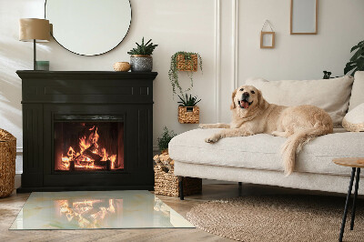 Rectangular glass hearth Abstract marble motif