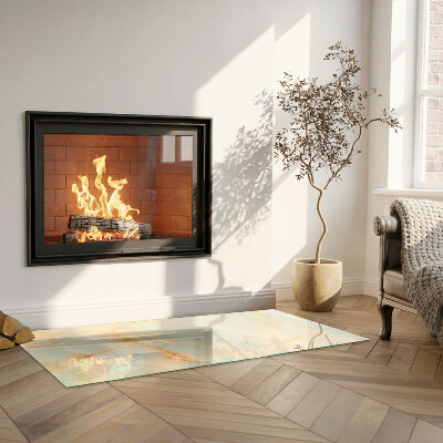 Rectangular glass hearth Abstract marble motif