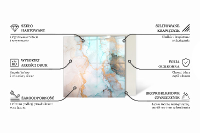 Rectangular glass hearth Abstract marble motif