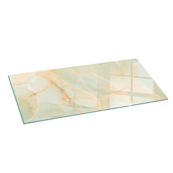 Rectangular glass hearth Abstract marble motif