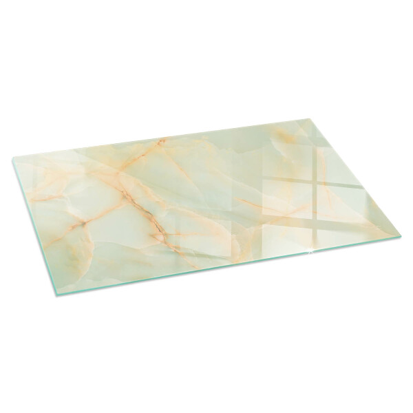 Rectangular glass hearth Abstract marble motif