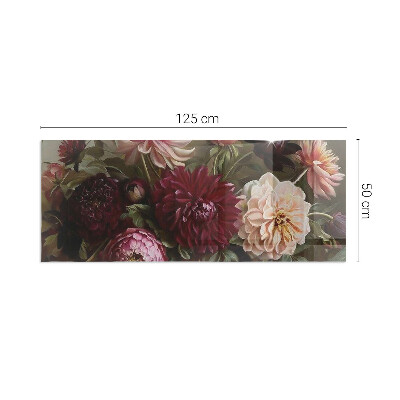 Rectangular tempered glass hearth Floral detail in full bloom