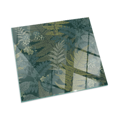 Rectangular glass hearth for wood stove Plant patterns with butterflies